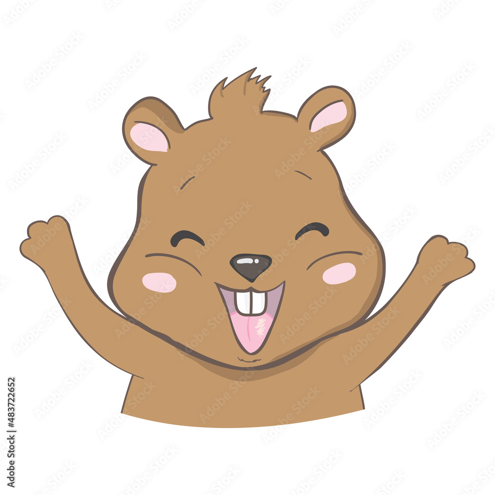 Obraz premium cute groundhog illustration groundhog day. Suitable for mascot designs, t-shirts, cartoons, banners