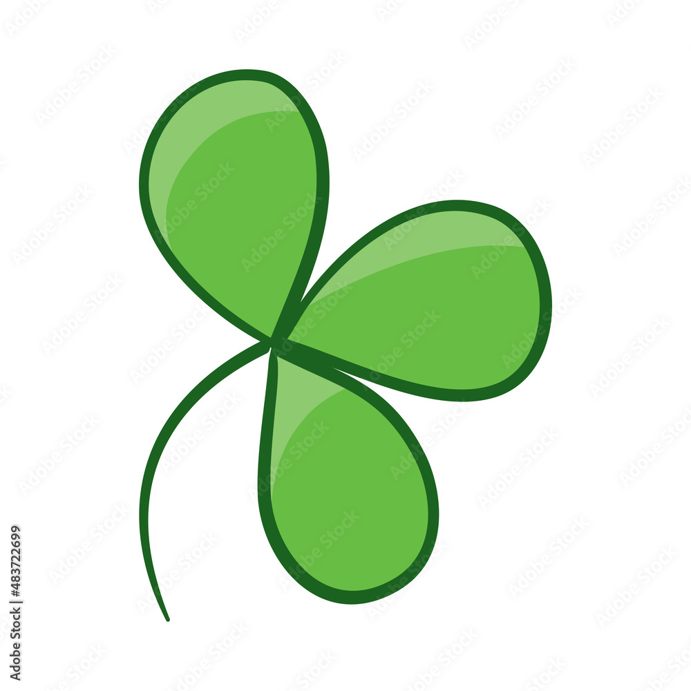 Vector flat style illustration of St. Patrick's day green lucky clover leaf Vector flat style illustration of St. Patrick's day green lucky clover leaf
