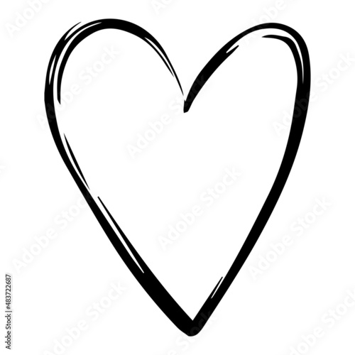 Hand Drawn Calligraphy Heart Isolated on White Background.
