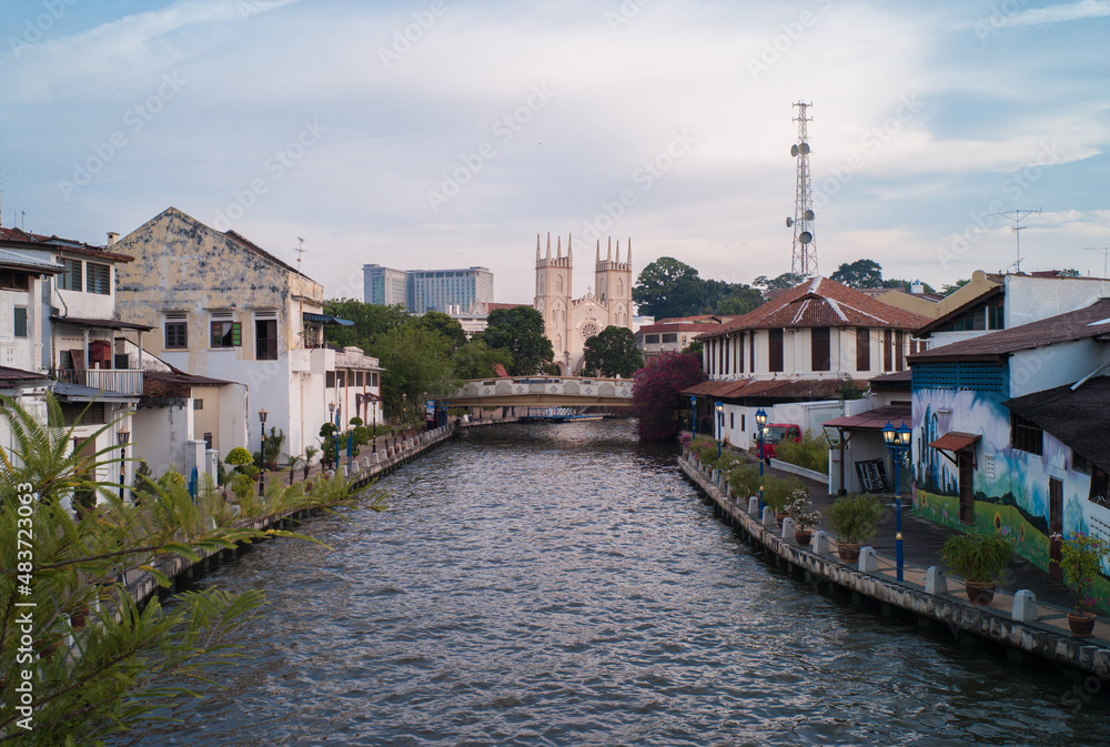 Obraz premium Riverside of Malacca river, Malaysia