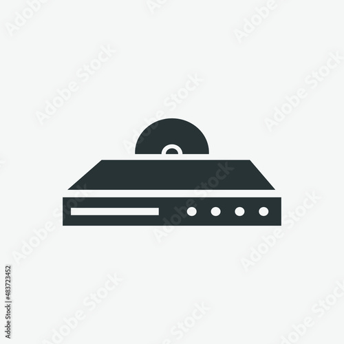 Cd player, dvd, blue ray vector icon isolated on grey background
