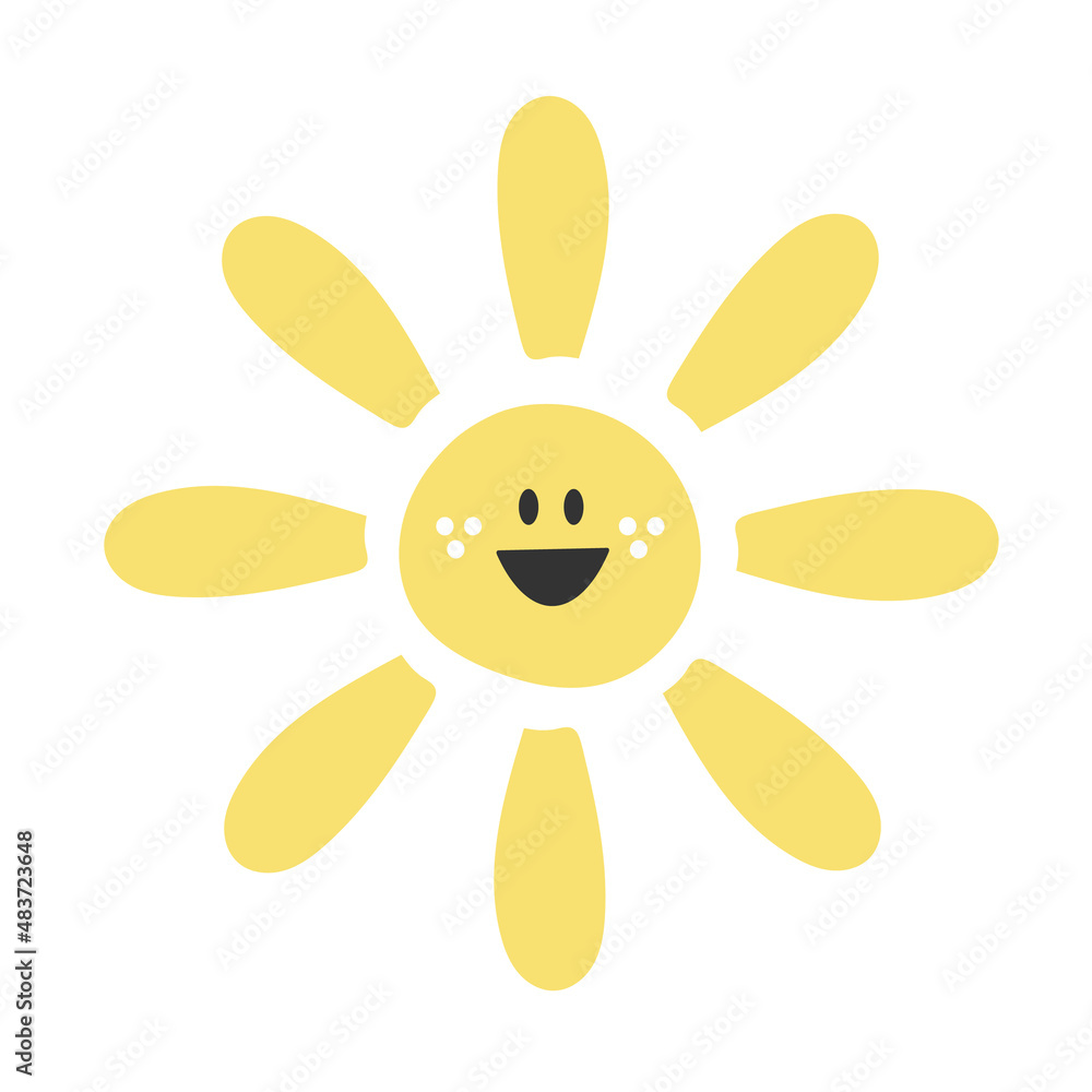 Cute funny Sun character. Vector hand drawn cartoon sun isolated on white background. Sun character concept Cute funny Sun character. Vector hand drawn cartoon sun isolated on white background. Sun character concept