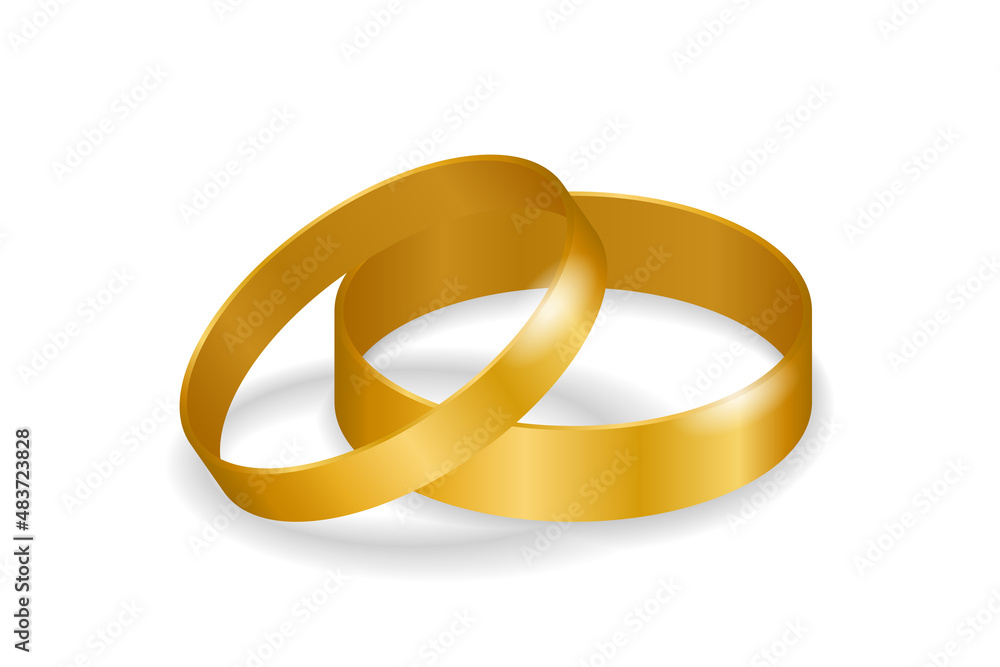 Gold wedding rings vector illustration. Jewelry glow ring, romance and love symbol Gold wedding rings vector illustration. Jewelry glow ring, romance and love symbol