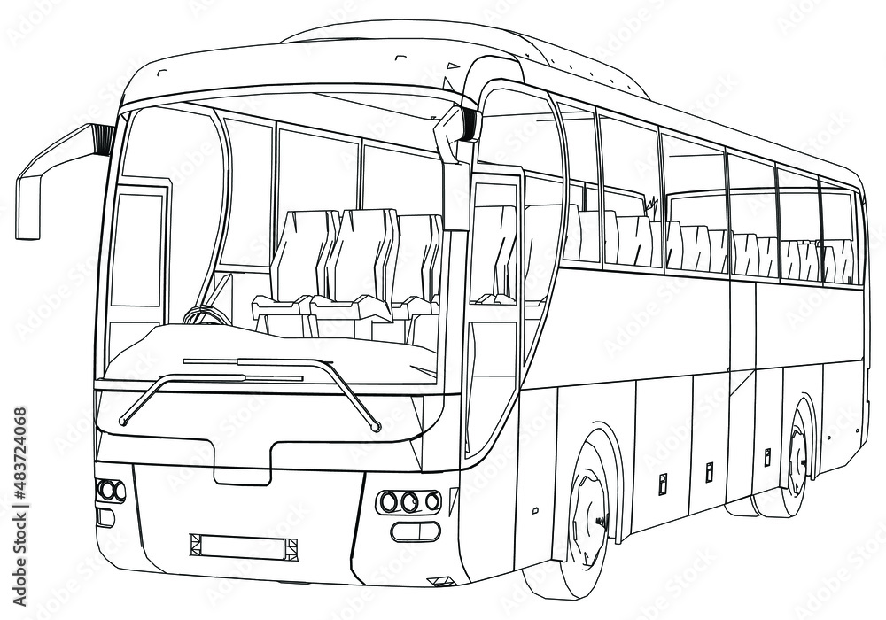 Bus outline vector illustration. Bus vehicle template vector isolated ...