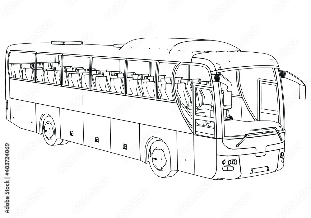 Bus outline vector illustration. Bus vehicle template vector isolated ...