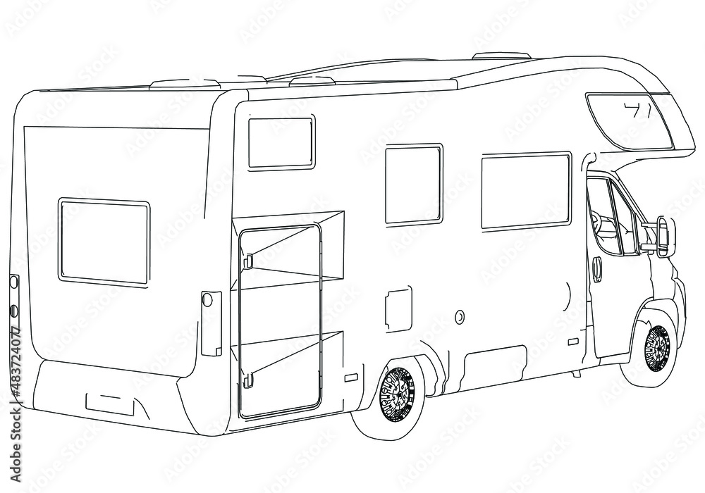 Camper van silhouette vector illustration. Motorhome caravan vector ...