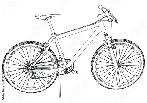 Line drawing of classic roadster bicycle. Outline illustration of bicycle vector icon.