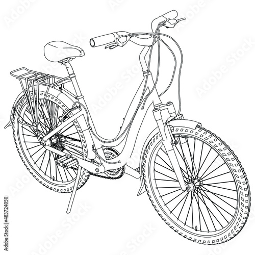 Road bike silhouette, detailed vector illustration. Bike template vector isolated on white.
