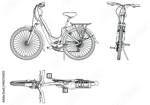 Road bike silhouette, detailed vector illustration. Bike template vector isolated on white.