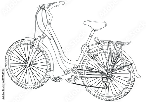 Road bike silhouette, detailed vector illustration. Bike template vector isolated on white.