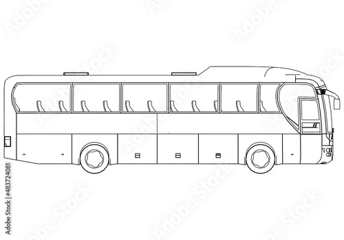 Bus outline vector illustration. Bus vehicle template vector isolated on white.