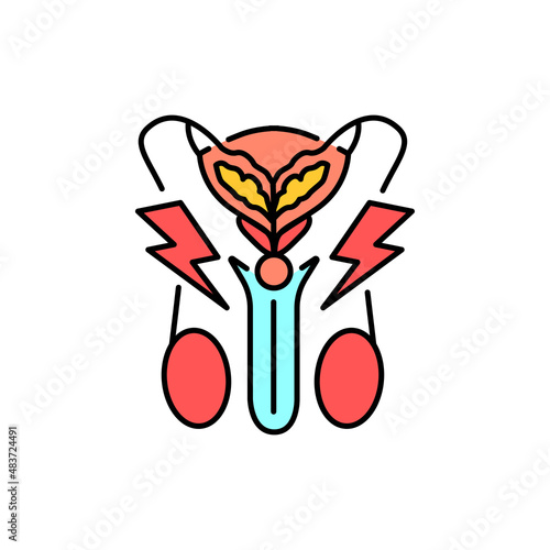 Urinary pain color line icon. Pictogram for web page
