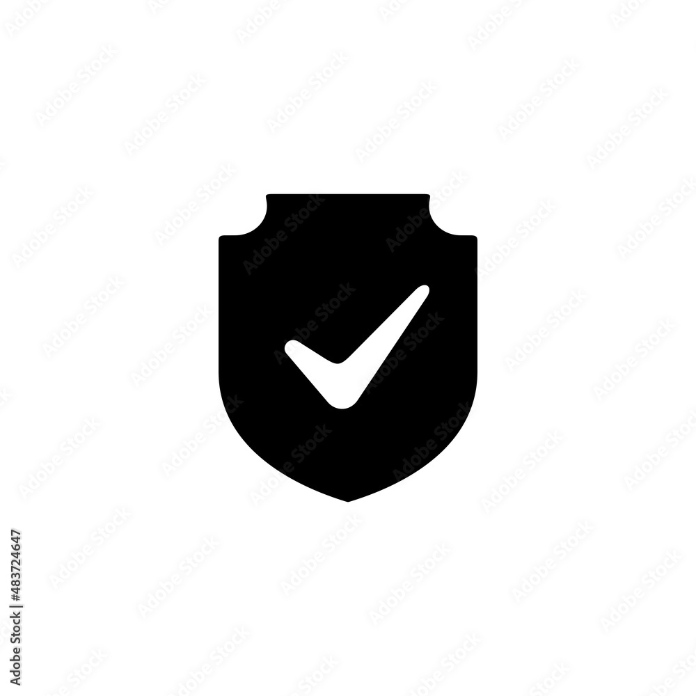 Check mark shield simple flat icon vector illustration. Check mark icon. Shield icon Check mark shield simple flat icon vector illustration. Check mark icon. Shield icon