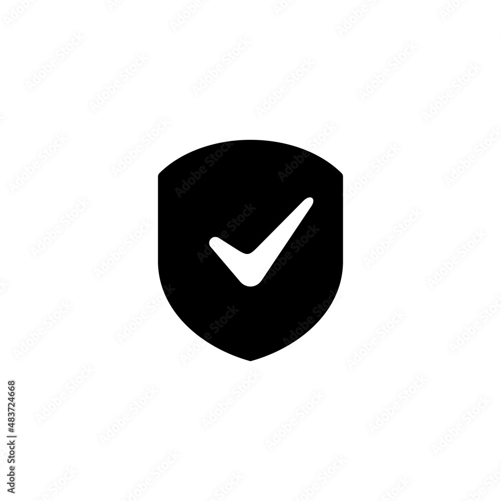 Check mark shield simple flat icon vector illustration. Check mark icon. Shield icon Check mark shield simple flat icon vector illustration. Check mark icon. Shield icon
