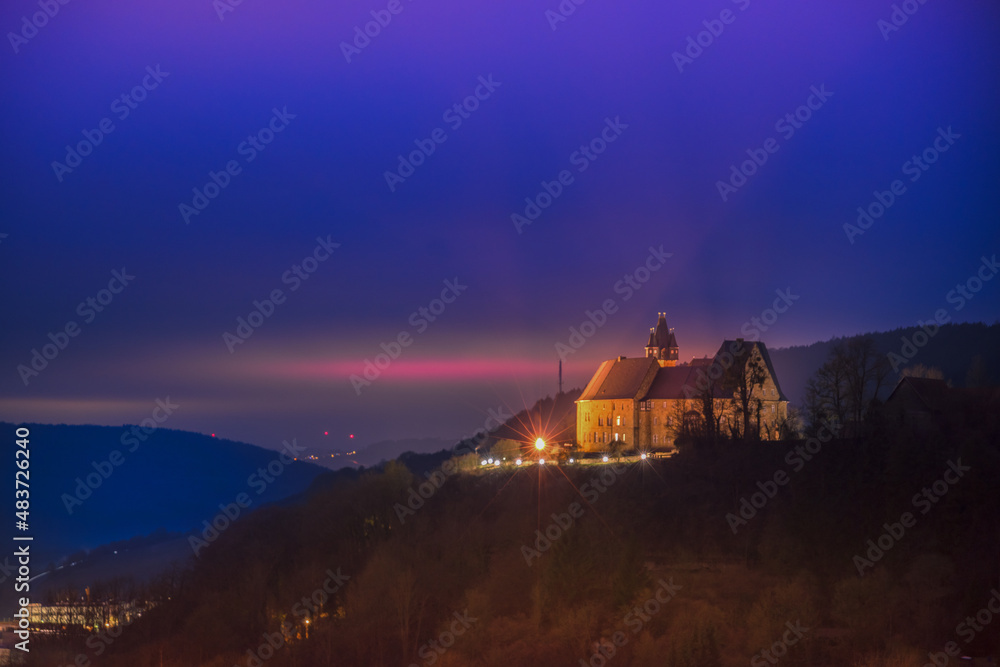 Obraz premium Schloß Spangenberg, bei Nacht