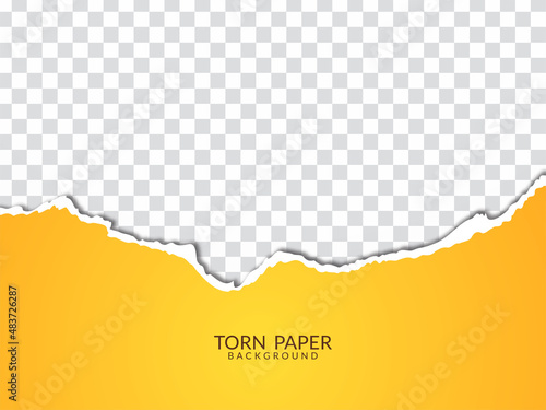 Yellow Torn paper design on transparent background