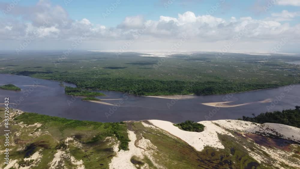 Sand dunes and rain water lagoons at northeast brazilian paradise. World travel destinations. Tropical scenery. Lencois Maranhenses Maranhao Brazil. Sand dunes and rain water lagoons at northeast brazilian paradise. World travel destinations. Tropical scenery. Lencois Maranhenses Maranhao Brazil.