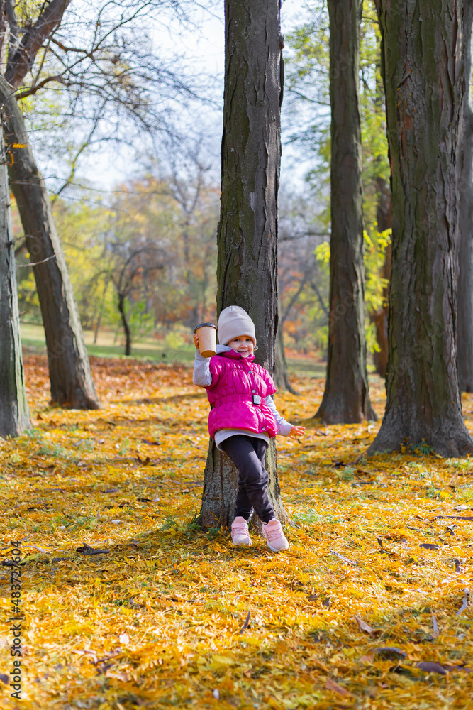 Happy little girl in the park. Autumn season. Happy little girl in the park. Autumn season.