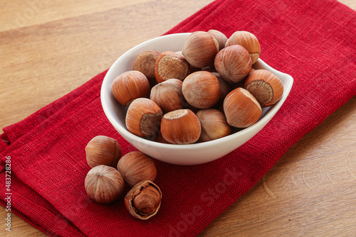 Hazelnut heap in the bowl