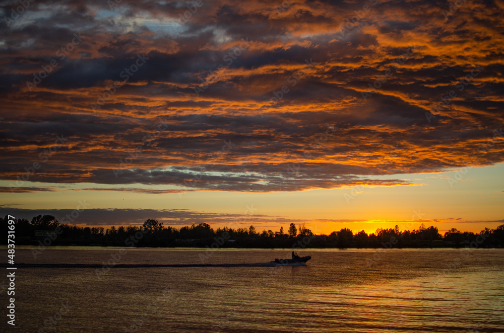 sunset over the river