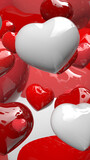 zoom on Red or white shinny hearts in portrait format