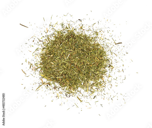 Heap of dried dill herb isolated on white
