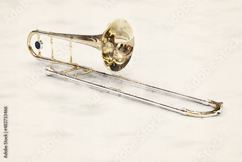 Trombone - Watercolor Painting photo