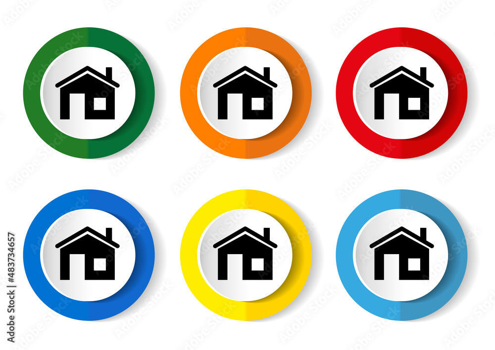 House, home concept vector icon set, flat design vector illustration in 6 colors options for webdesign and mobile applications House, home concept vector icon set, flat design vector illustration in 6 colors options for webdesign and mobile applications