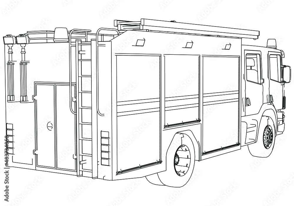 The Fire Truck Coloring Pages Truck Coloring Worksheet Outline Sketch  Drawing Vector Fire Truck Drawing Fire Truck Outline Fire Truck Sketch  PNG and Vector with Transparent Background for Free Download