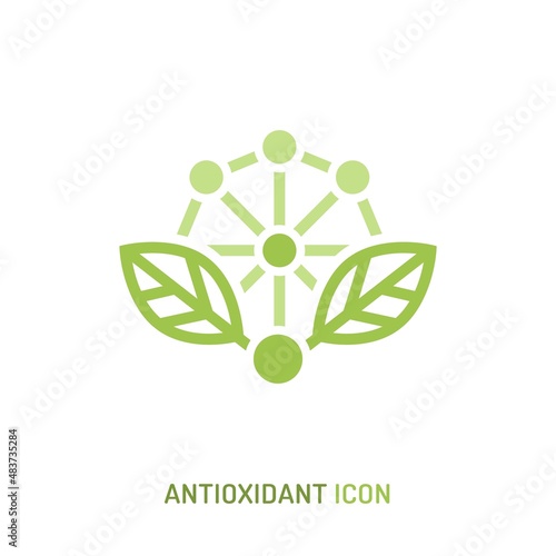 Antioxidant icon. Health benefits molecule,. Vector isolated illustration