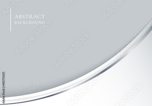 Template elegant 3D abstract white curved shape with gray line on grey background.