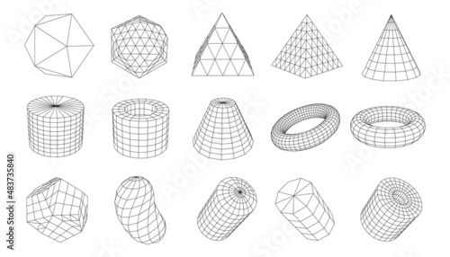 Fotografia A set of geometric shapes from a wireframe