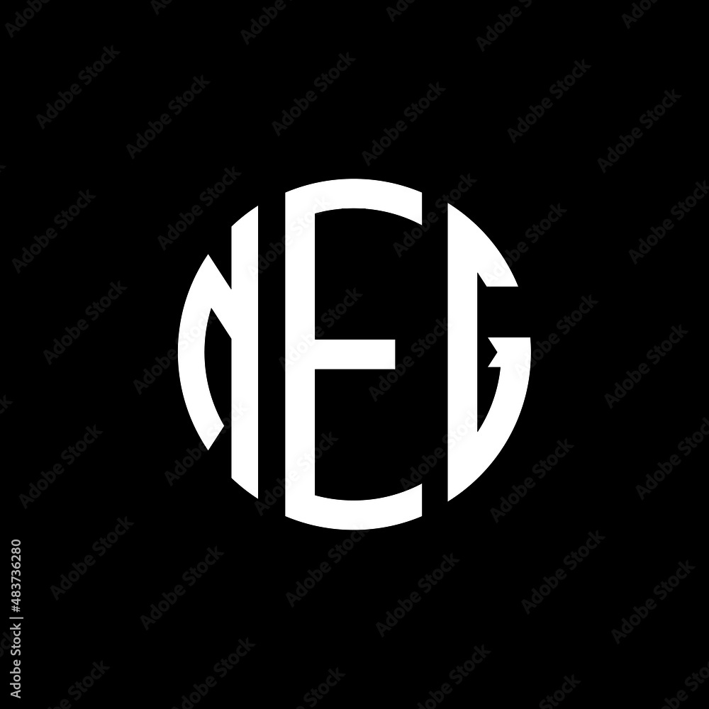 NEG letter logo design. NEG modern letter logo with black background ...