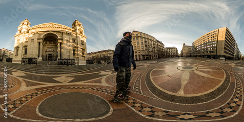 Man skateboarding in Budapest center