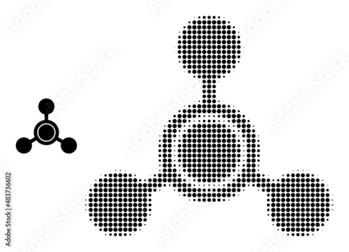 Methane molecule halftone dotted icon. Methane molecule vector icon mosaic is done of halftone array which contains circle elements.