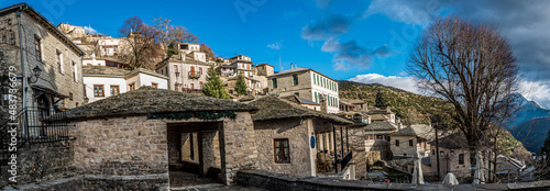 Syrrako village on a beautiful day, at Tzoumerka mountains, Ioannina, Epirus, Greece photo