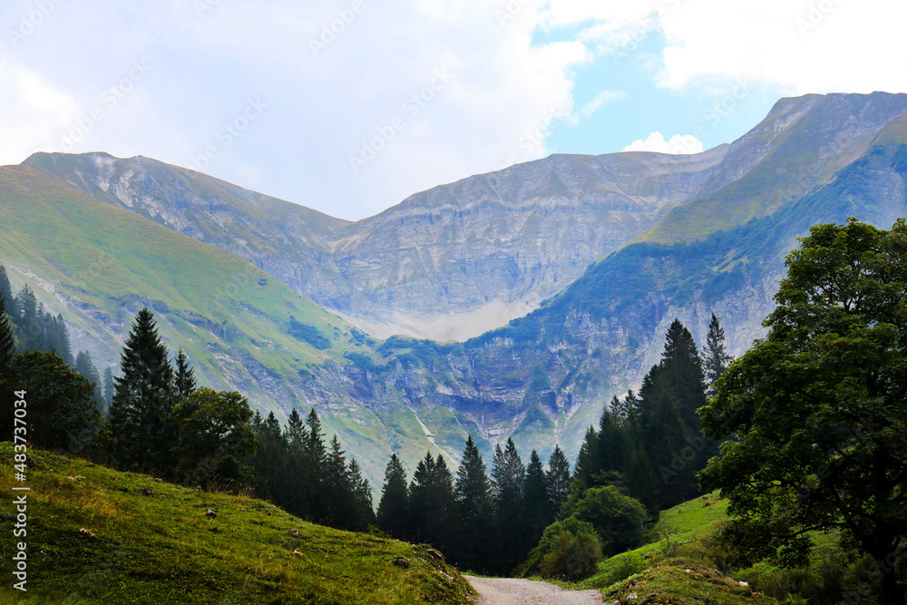 Fototapeta premium Alps, valley in the mountains