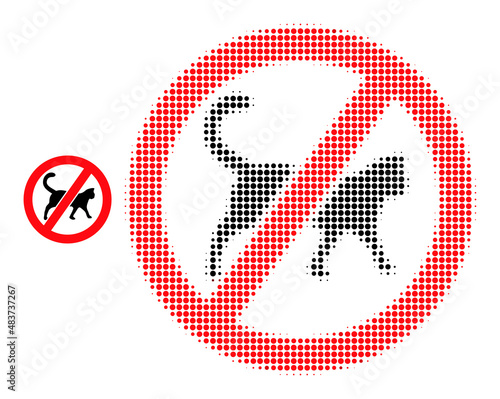 No cats halftone dotted icon. No cats vector icon mosaic is composed of halftone pattern which contains round points.