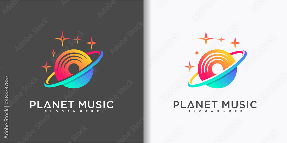 Music planet logo design template with abstrcak element design Premium vector Music planet logo design template with abstrcak element design Premium vector
