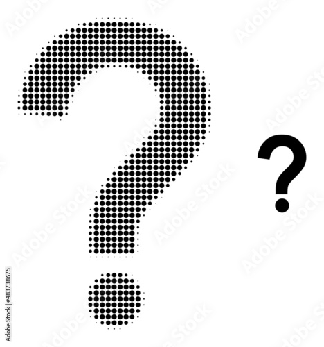 Query sign halftone dotted icon. Query sign vector icon mosaic is formed with halftone array which contains round dots.