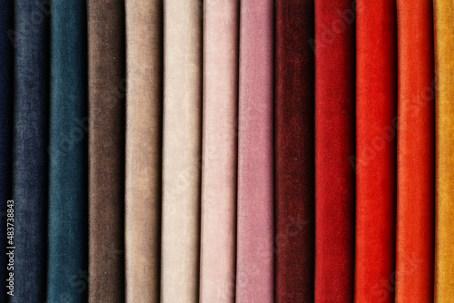 Colorful fabric samples. Fabric texture background