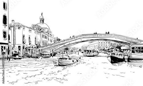 Italy. Venice. Hand drawn sketch vector illustration