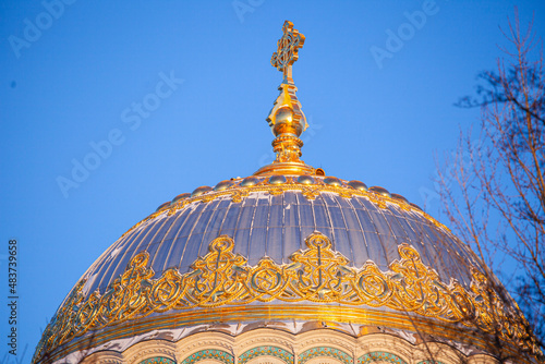 St. Nicholas naval Cathedral in winter in Kronstadt