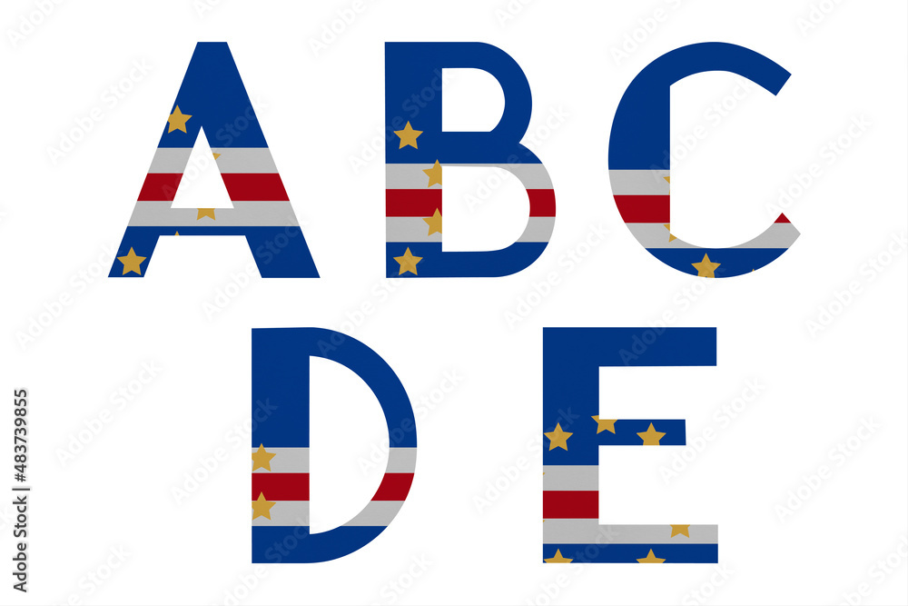 Obraz premium Latin letters in colors of national flag Cabo Verde. Part 1