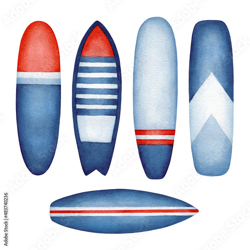 Fotografie Watercolor Surfboards set