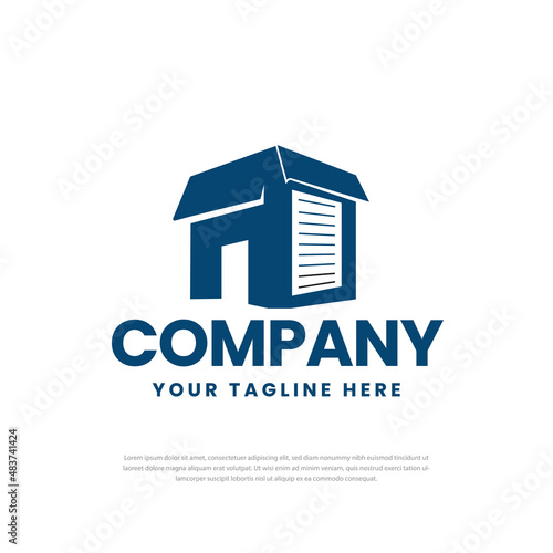 Self storage warehouse, building modern logo icon sign. Vector illustration template design