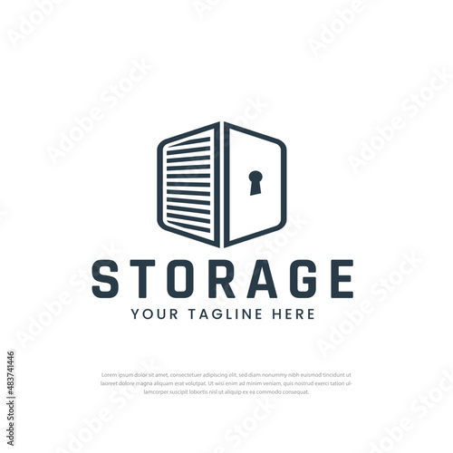 Safe storage garage vector. Self storage logo design template. With the concept of a combination lock and garage symbol.