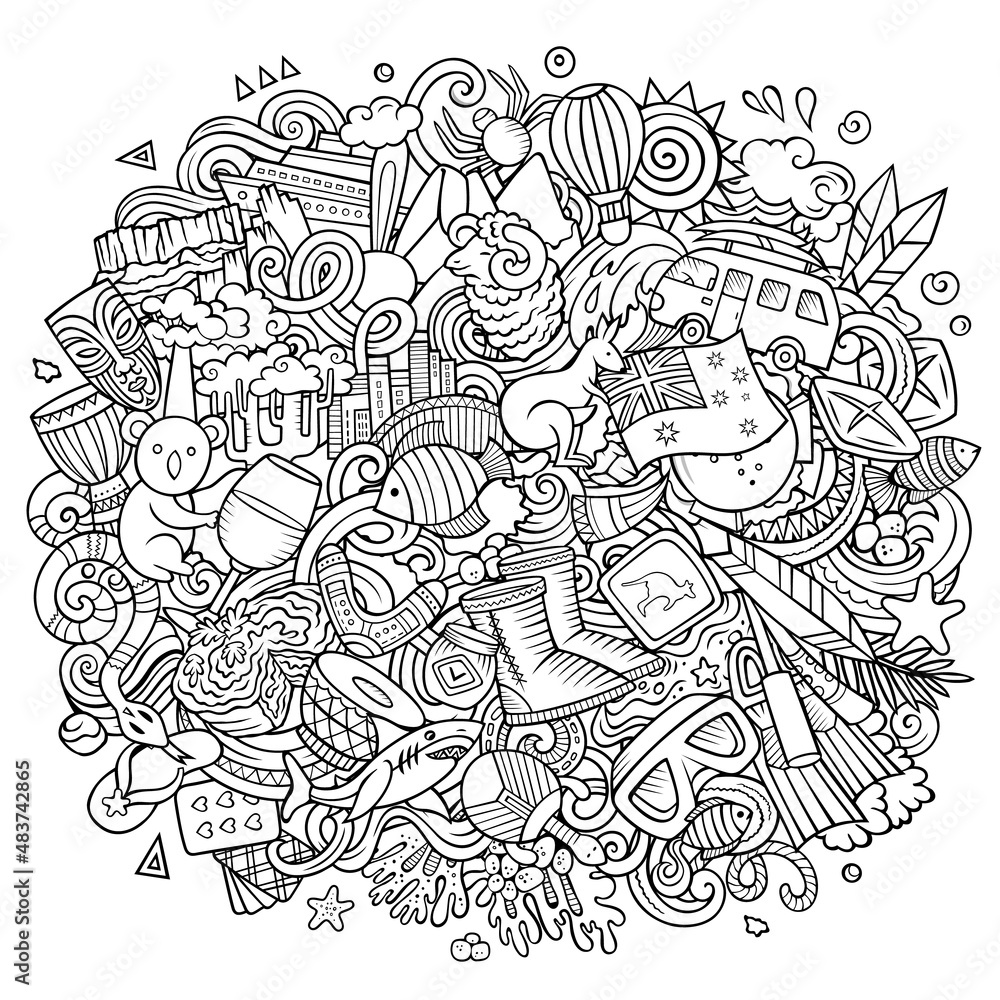 Australia hand drawn cartoon doodle illustration. Australia hand drawn cartoon doodle illustration.