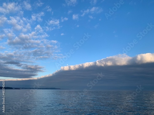 A shelf cloud formation off the coast at Dawlish, Devon, UK