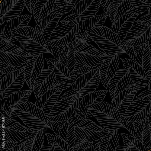 Wallpaper Mural Elegant seamless pattern with delicate leaves. Vector Hand drawn floral background. Torontodigital.ca